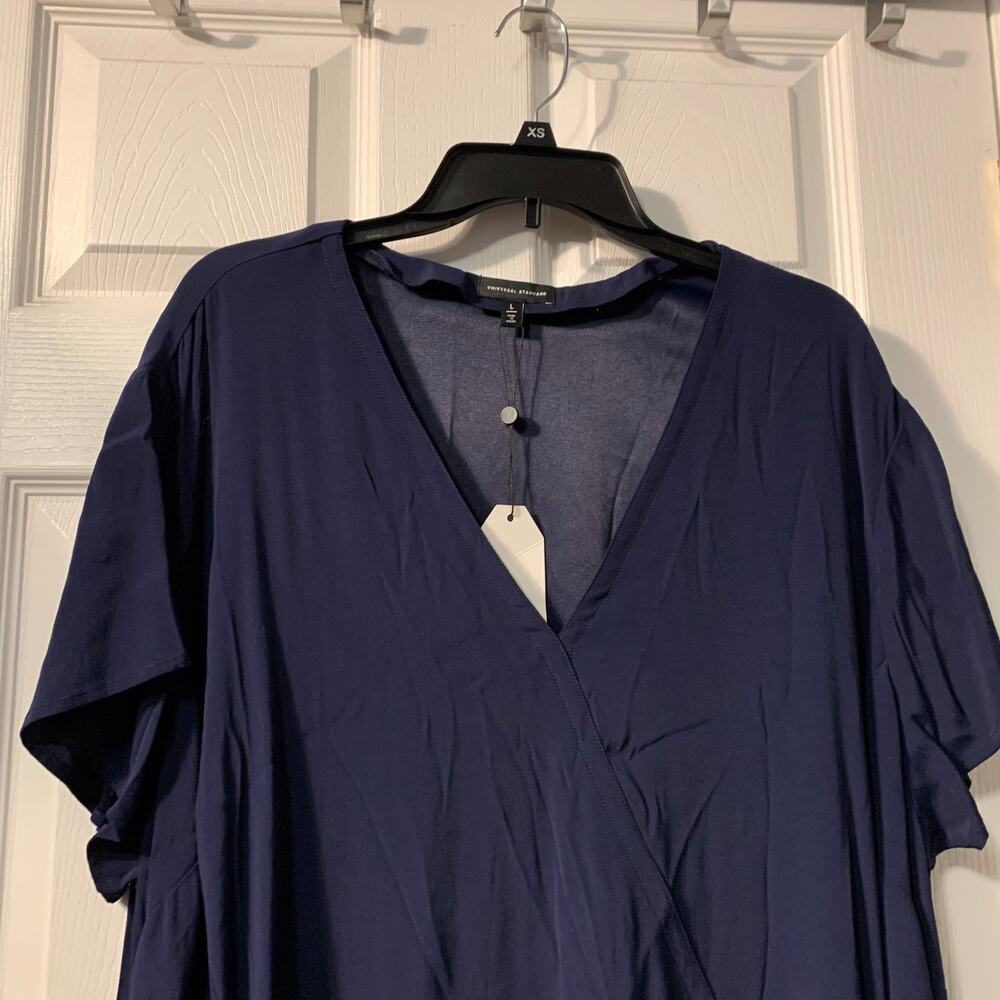 Universal Standard Women's V Neck Faux Wrap Dress Plus Size 22 24 NEW Navy Blue - Picture 3 of 9
